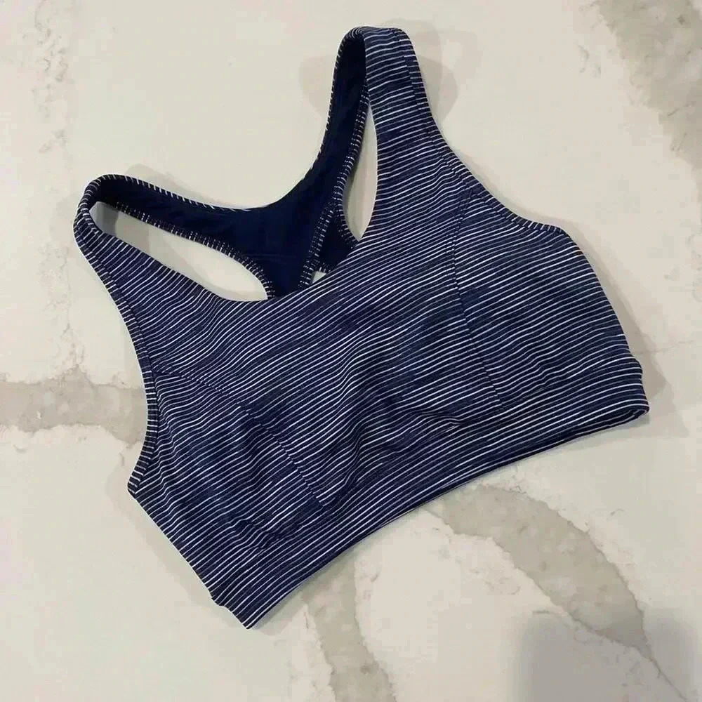Tek Gear Padded Sports Bra Blue Medium Support Keyhole Back Womens Small Workout